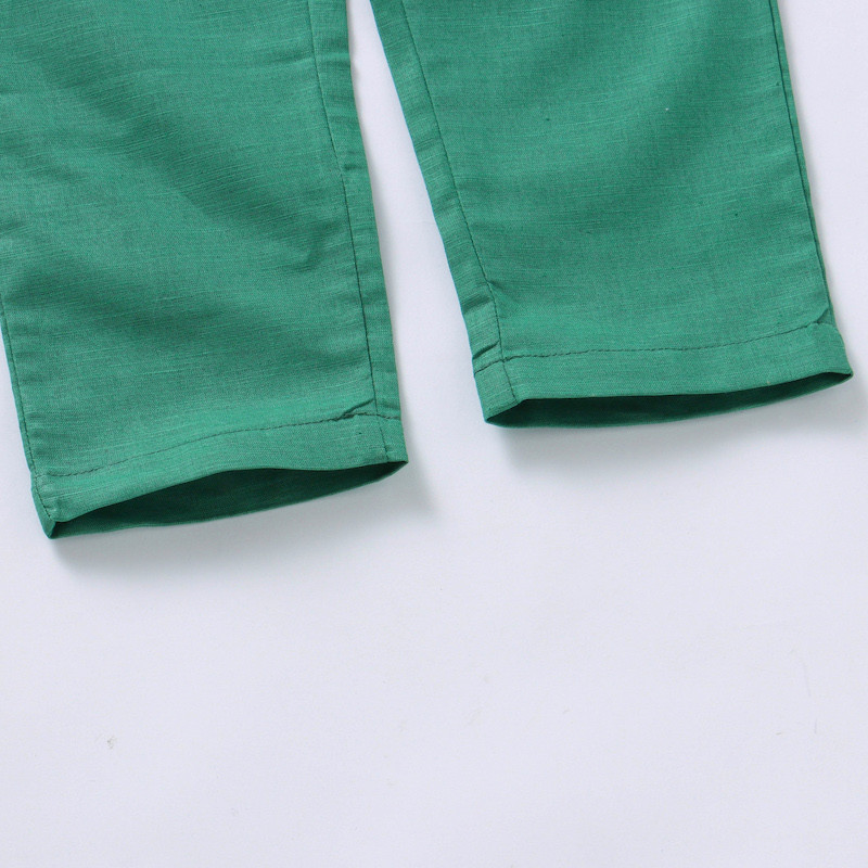 Soft 12M-5Y Linen Organic Cotton Long Pants Summer Spring Green color 